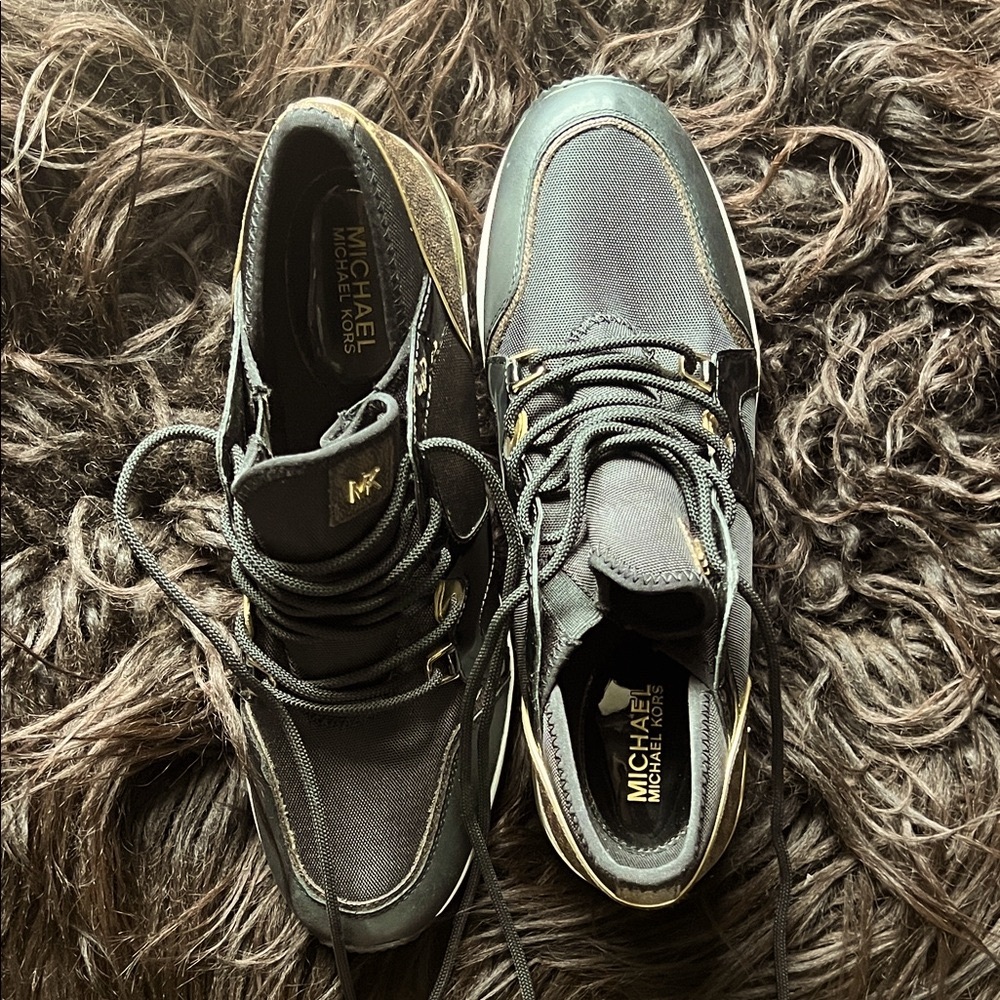 Black and Gold Women's Sneakers by Michael Kors - Picture 3 of 4